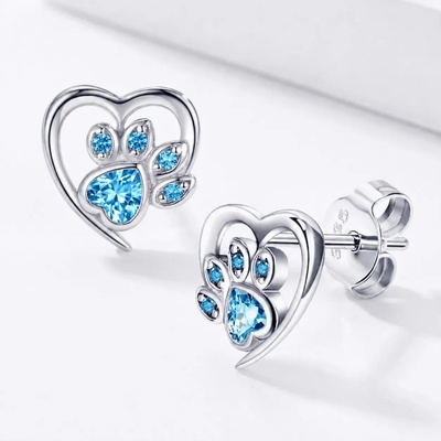 Elanis Jewel Stříbrné náušnice Tlapka s modrými krystaly Swarovski® EJ00558