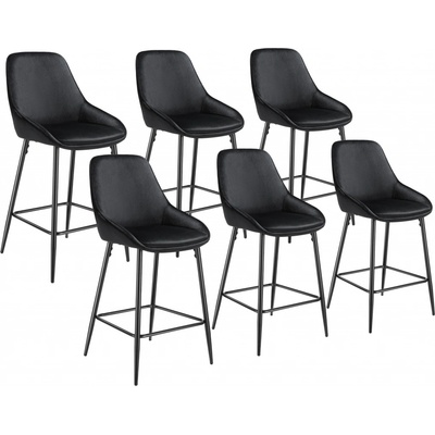 Tectake 405869 siera sametový vzhled černá / černá 6 ks