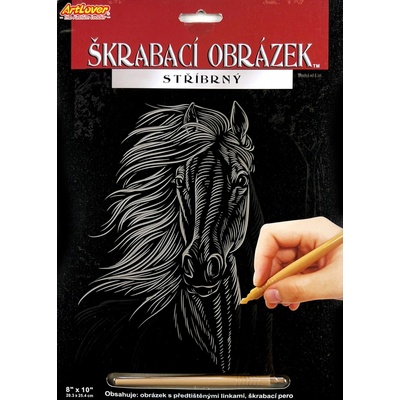 SMT Creatoys Škrabací obrázek stříbrný 20x25cm Koňská hlava