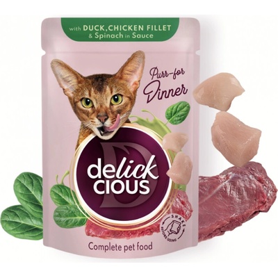 Delickcious Adult Plátky s kačacou kuracím filé a špenátom v omáčke 85 g