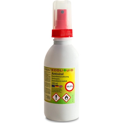 Ecoliquid Antiviral dezinfekce na ruce sprej bez aroma 200 ml