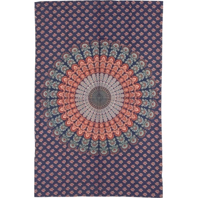 Sanu Babu přehoz na postel s potiskem Barmeri round mandala modrý 130 x 210 cm