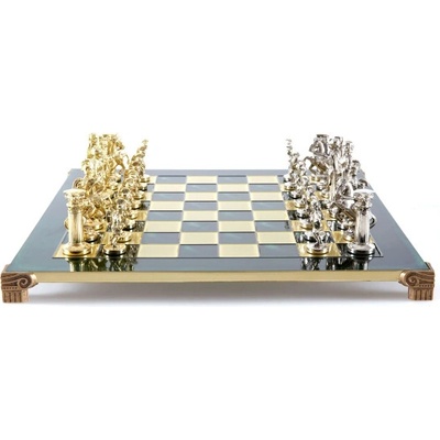 Šachy Řecko zelené figurky stříbrné a zlaté