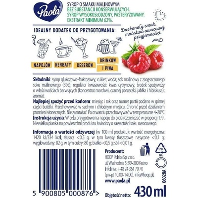 Paola sirup Malina 430 ml