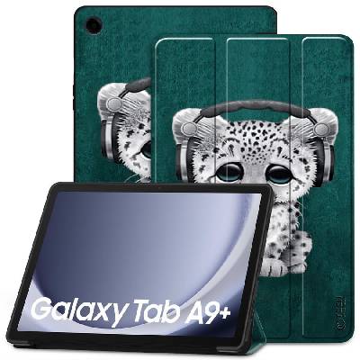 Силиконов тефтер за Samsung Galaxy Tab A9+ Plus 11.0 от Tech-Protect SmartCase - Sad Cat (9319456608052)