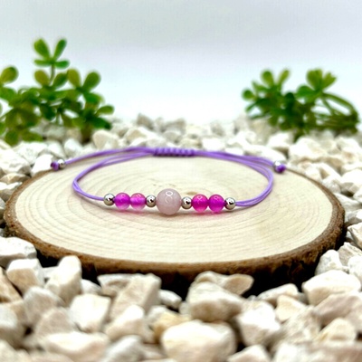 Certom Provázkový náramek s jaspisem, achátem a stříbrnými korálky 0065