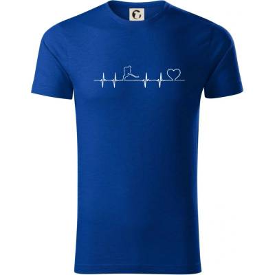 Hokejový hráč EKG triko z organické bavlny královská modrá