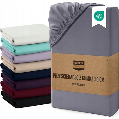 Utopia Bedding Prostěradlo s gumou Mikrovlákno Šedé 180x200
