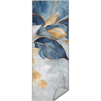 Mila Home Синьо-златиста пътека подходяща за пране 80x200 cm Golden Leaves - Mila Home (HKC-DikHali-84-80x200)