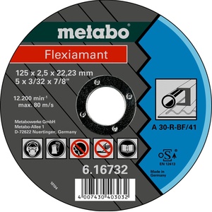 Metabo Диск за рязане - стомана - 125 x 2, 5 x 22, 2 мм 616732000 (616732000)