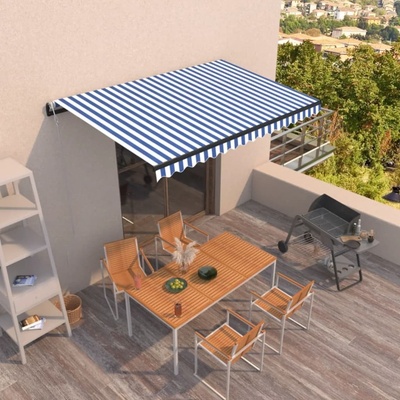 vidaXL Automatická zatahovací markýza 450 x 350 cm modrobílá