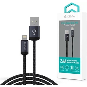 DEVIA ST108035 Gracious v2 12W USB/Lightning 1 м черен кабел за данни и зареждане (ST108035)