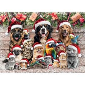 Mr. Broccoli - Puzzle Christmas Hats Pets - 1 000 piese
