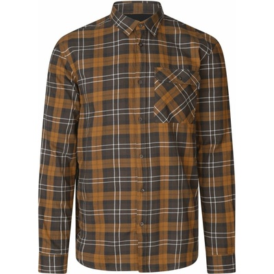 Seeland Glen pánská flanelová košile dark brown/camel check hnědá