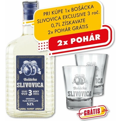 Bošácka Slivovica Exclusive 3y 52% 0,7 l (čistá fľaša)