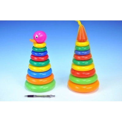 Teddies skladačka pyramída s krúžkami plast 28 cm v sieťke
