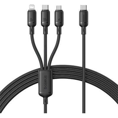 Baseus SILKY кабел за данни 3в1 Type-C - Type-C/ lightning/microUSB, 150 см, ЧЕРЕН P10377706123-00 (P10377706123-00)