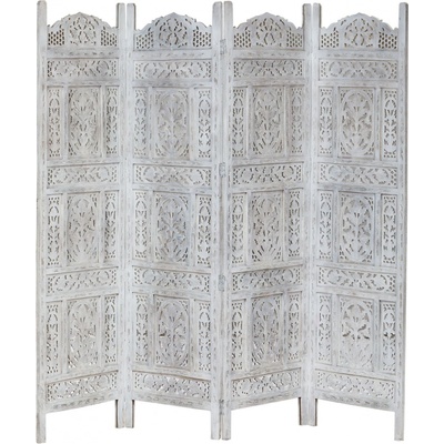 Sanu Babu Paravan z mangového dřeva bílá patina 204 x 3 x 183cm