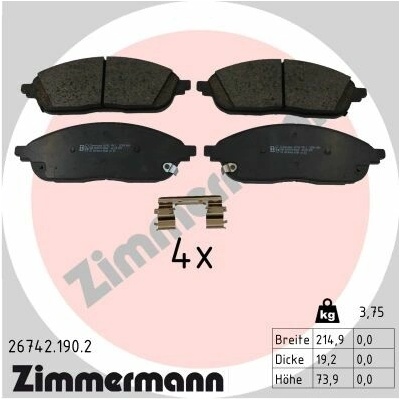 ZIMMERMANN Sada brzdových platničiek kotúčovej brzdy 26742.190.2