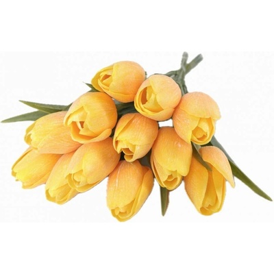 Umělé tulipány s listem 6 ks - žlutá