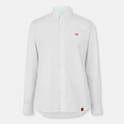 OFF WHITE Риза с дълъг ръкав OFF WHITE Men's Cotton Long Sleeve Tailored Fit Dress Shirt - White/Red