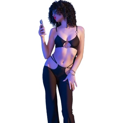 Топ и панталон, съблазнителен комплект, размер S - CR 4851 Black (D-242758)