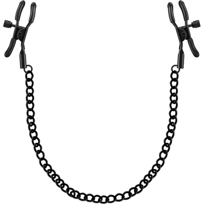 Crushious Метални черни щипки за зърна с верига Nipple Chain Clamps
