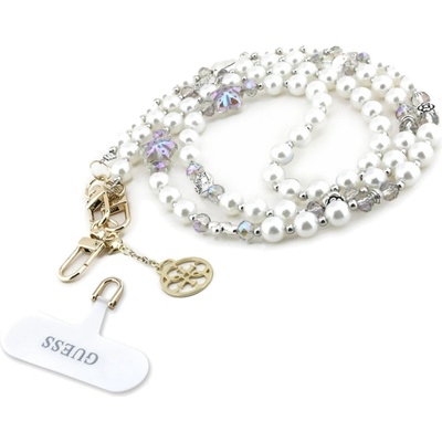 Guess Универсална връзка за телефон Guess Crossbody Popruh Pearl and 4G Charm, бял (GUUCMDW4CH)