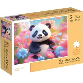 Milliwood Дървен пъзел Milliwood, Yuppie Cutie, 70 части - Панда (S-Panda-5055)