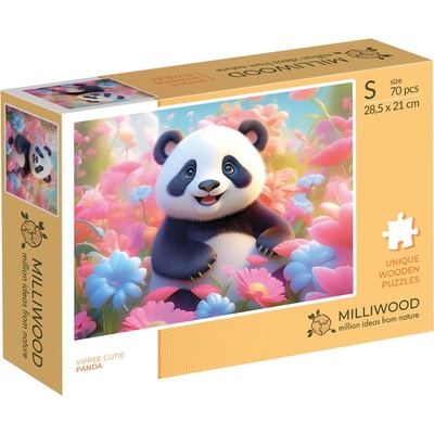 Milliwood Дървен пъзел Milliwood, Yuppie Cutie, 70 части - Панда (S-Panda-5055)