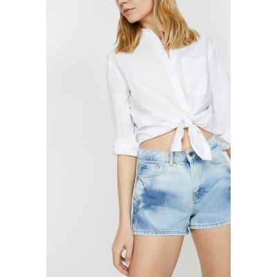 Koton Women's Mixed Normal Waist Jean Shorts with Pocket Detail 8681971897206 modrá