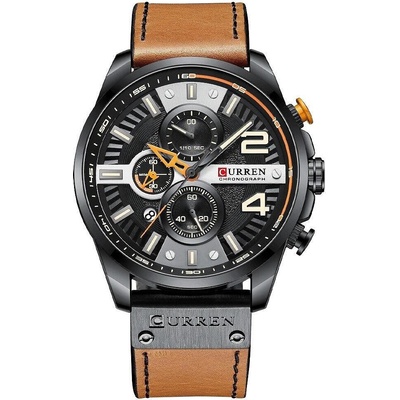 Curren Мъжки часовник Curren Jarar, Хронограф, Кожена каишка , Кафяв / Черен (CURREN-8393-BROWN-BLACK)