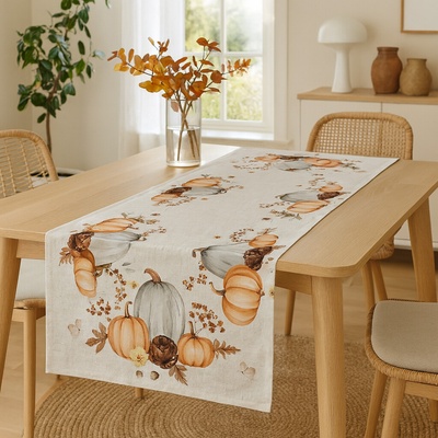 EVENIT Jesenná šerpa behúň 5960 s motívom jesenných tekvíc Polyester 40x90 cm