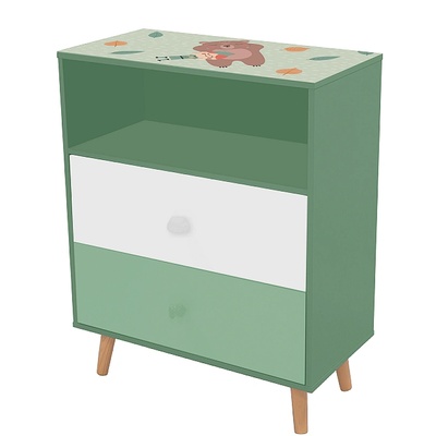 Ginger Home Детски шкаф за играчки и дрехи forest мече, етажерка за детска стая с 2 чекмеджета