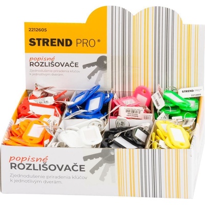 Rozlišovač Strend Pro, popisný prívesok na kľúče, mix farieb, Sellbox 200 ks