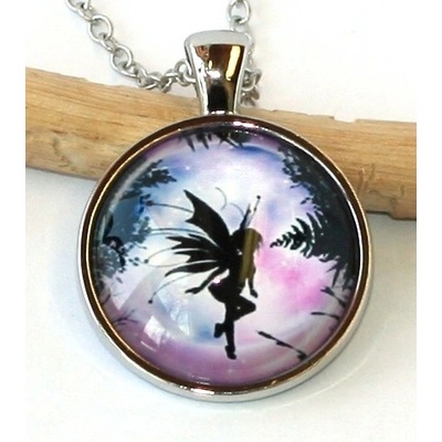 Fashion Jewerly Řetízek Amulet Andělská Víla při měsíční růžové záři 2203