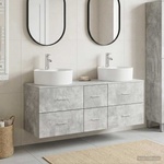 vidaXL Комплект мебели за баня 3 бр. Бетонно сиво 129 x 44.5 x 80 см (3405886)