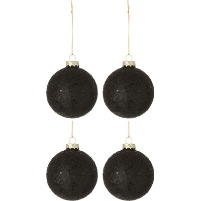 4ks černé vánoční koule Baubles stars black Ø 10cm J-Line by Jolipa