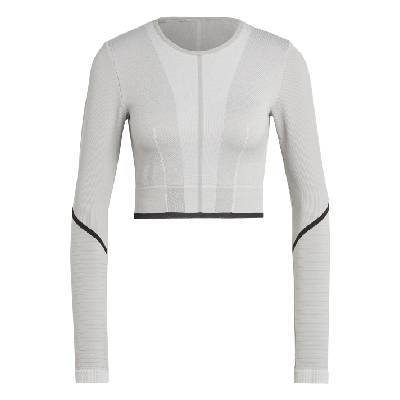 Къса блуза Adidas Women's Cropped Long-Sleeve Performance Gym Top - Mgh Solid Grey