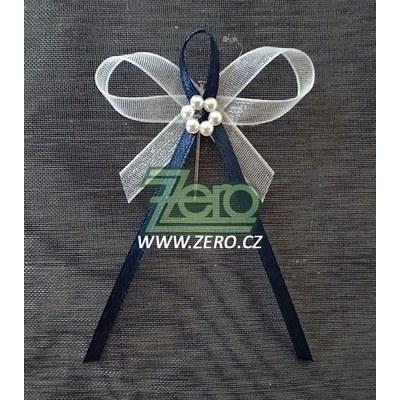 Vonička (vývazek) svatební - tm. modrá s perlovým květem – Sleviste.cz