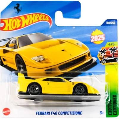 Mattel Количка Ferrari F40 Competizione Yellow 1: 64 (Hot Wheels) (27752)