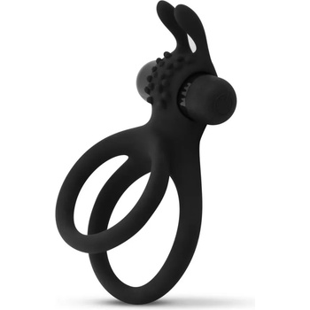 EasyToys Share Ring Double Vibrating Cock Ring with Rabbit Ears Black