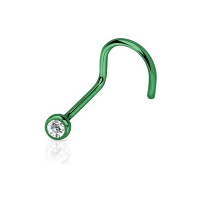 Šperky4U Zahnutý piercing do nosu zelený N01151-G