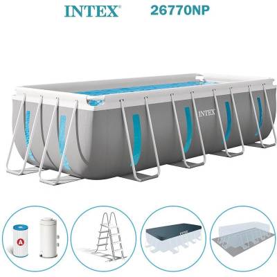 Intex Басейн с метална конструкция, 400x200x122 см, INTEX 26770NP Prism Frame ClearView, с филтърна помпа, стълба, подложка, покривало (26770NP)