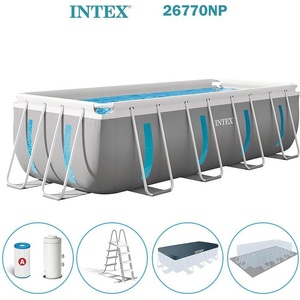 Intex Басейн с метална конструкция, 400x200x122 см, INTEX 26770NP Prism Frame ClearView, с филтърна помпа, стълба, подложка, покривало (26770NP)