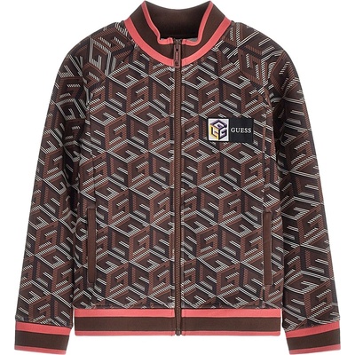 GUESS Кафяв суичър за момиче с контрастни ивици Guess
