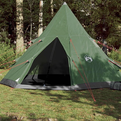 vidaXL Къмпинг палатка типи, 4-местна, зелена, водоустойчива (94380)