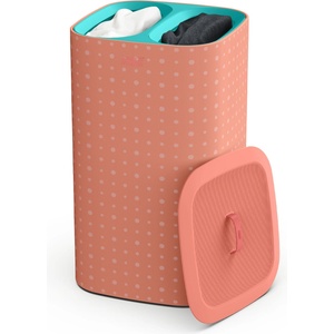 Joseph Joseph Tota Pop - 60 Liter Laundry Hamper with Lid, 2 Removable Laundry Bags with Handles - Coral/Green - 50026 (50026)
