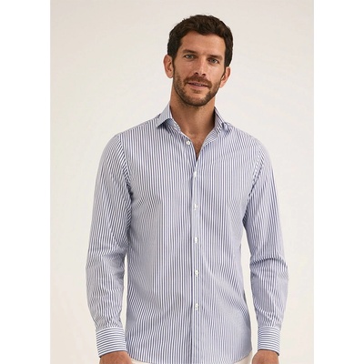 Faconnable Риза с дълъг ръкав Façonnable Cont Gb Nat Str Pop Long Sleeve Shirt - Blue