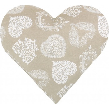 Bellatex Tvarovaný vankúš Srdce čipka béžová 42x40